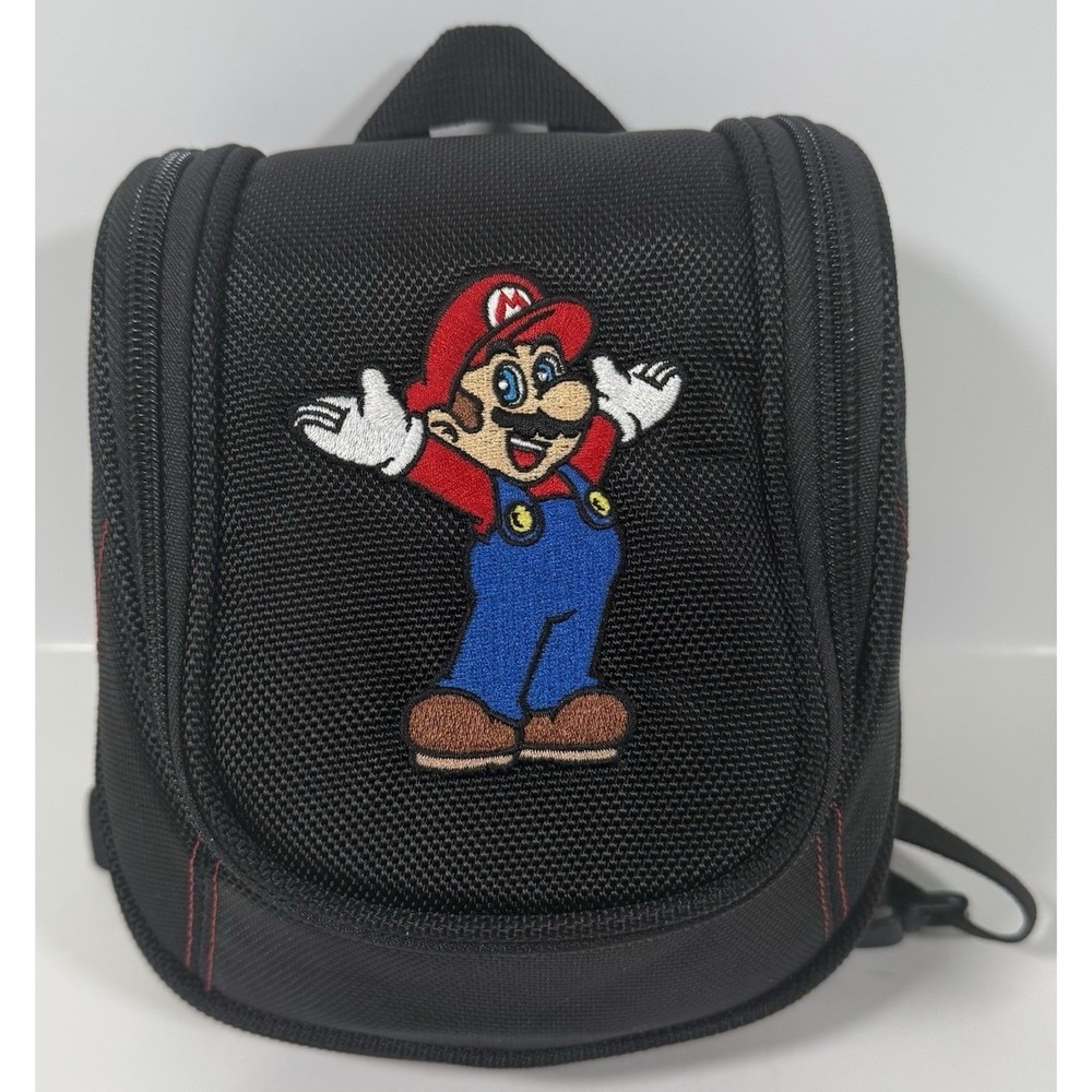 Nintendo 3DS Super Mario Mini Backpack Case Kids Black 2012 Game Traveler Bag